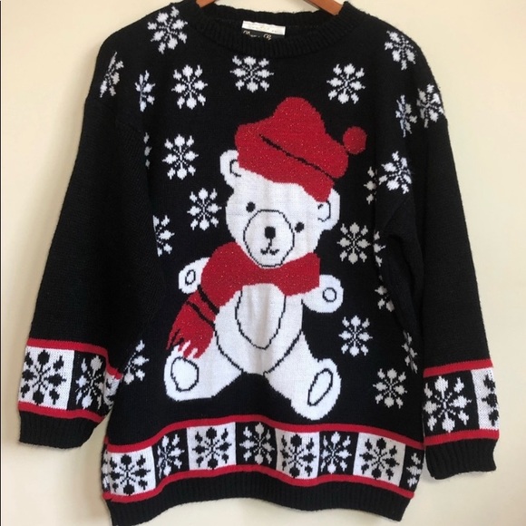 Dana Scott Christmas Ugly Sweater Teddy Bear Large - Picture 1 of 9